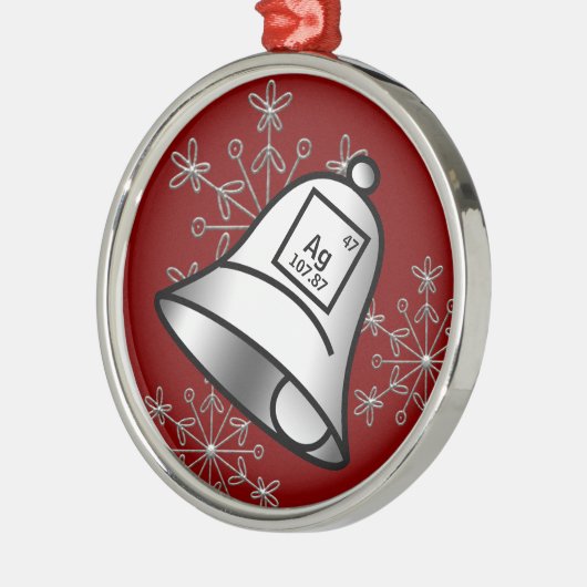 Ornement En Métal Silver Bells Tableau Périodique Snowflake Science  (Gauche)