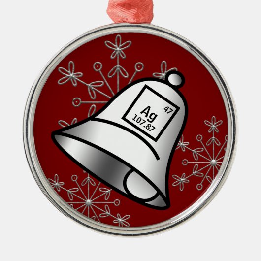 Ornement En Métal Silver Bells Tableau Périodique Snowflake Science  (Devant)