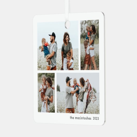 Ornement En Métal Simple 4 photo Collage Script Joyeux Noël (Avant gauche)