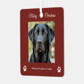 Ornement En Métal Simple Chien Photo Joyeux Noël Rouge (Avant gauche)