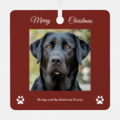 Ornement En Métal Simple Chien Photo Joyeux Noël Rouge (Recto)