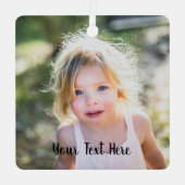 Ornement En Métal Simple Cute Christmas Photo and Script Text (Recto)