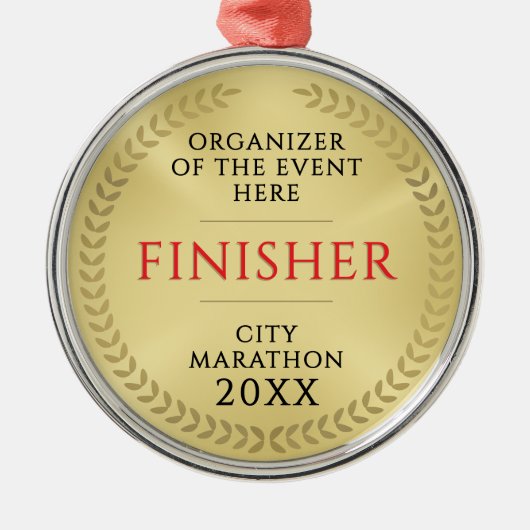 Ornement En Métal Simple Gold And Red Race Finish Recognition Medal (Devant)