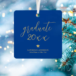 Ornement En Métal Simple Minimaliste Photo de Diplômé Royal Blue 202