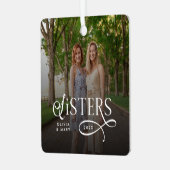 Ornement En Métal Sisters Photo Personalized Monogram (Avant gauche)