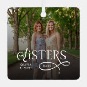 Ornement En Métal Sisters Photo Personalized Monogram (Recto)