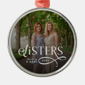 Ornement En Métal Sisters Photo Personalized Monogram (Devant)