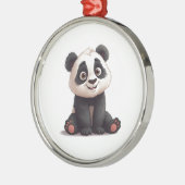 Ornement En Métal Sitting Panda Bear Cartoon Illustration Artwork (Gauche)