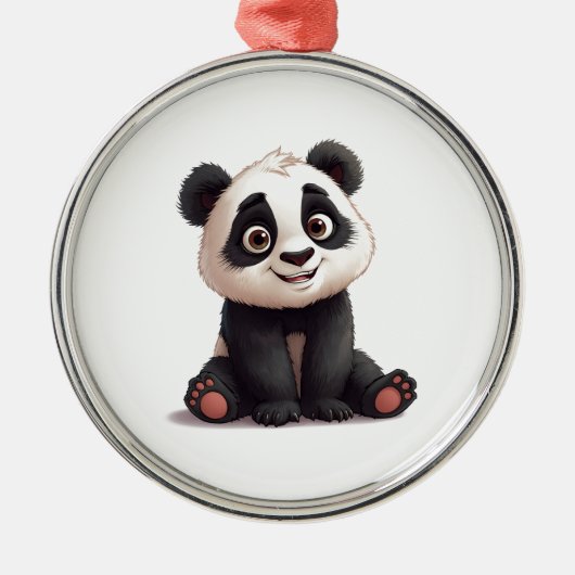 Ornement En Métal Sitting Panda Bear Cartoon Illustration Artwork (Devant)