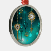 Ornement En Métal Skeleton Keys on Green Background (Droite)