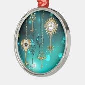 Ornement En Métal Skeleton Keys on Green Background (Gauche)