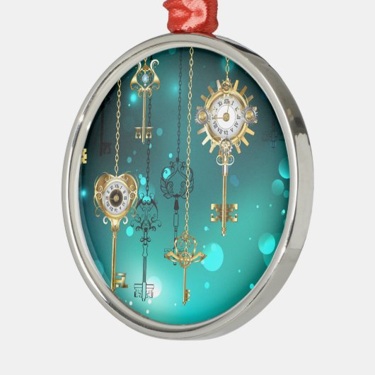 Ornement En Métal Skeleton Keys on Green Background (Gauche)