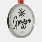 Ornement En Métal Sketch Snowflon Nom personnalisé Noël (Droite)