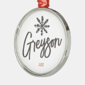 Ornement En Métal Sketch Snowflon Nom personnalisé Noël (Gauche)