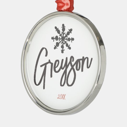 Ornement En Métal Sketch Snowflon Nom personnalisé Noël (Gauche)