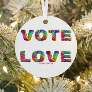 Ornement En Métal SlipperyJoe vote amour égalité fourrure arc-en-cie