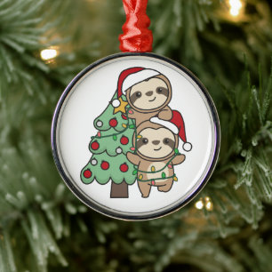 Ornement En Métal Sloth Christmas Tree Animaux de Noël Sloths