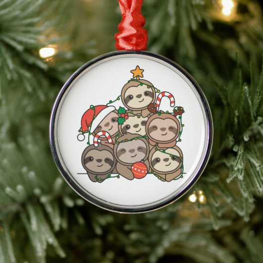 Ornement En Métal Sloth Christmas Tree Funny Animal Noël Cerami (Arbre)