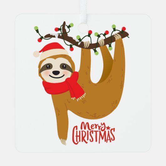 Ornement En Métal Sloth Joyeux Noël mignon Festif Animal de vacances (Verso)