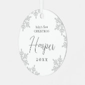 Ornement En Métal Snowflakes Baby's First Christmas Script Name (Avant gauche)