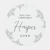 Ornement En Métal Snowflakes Baby's First Christmas Script Name (Recto)