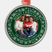 Ornement En Métal Snowflakes moderne Photo Joyeux Noël Vert (Devant)