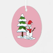 Ornement En Métal Snowman avec Snowman Pine Tree (Avant gauche)