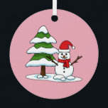 Ornement En Métal Snowman avec Snowman Pine Tree<br><div class="desc">Illustration d'un bonhomme de neige adorable avec un bonnet rouge mignon et un pin enneigé. Les chutes de neige en hiver sont l'une des meilleures expériences que cette saison peut offrir, sans oublier que les enfants et les adultes peuvent faire leur propre bonhomme de neige et s'amuser à lancer des...</div>