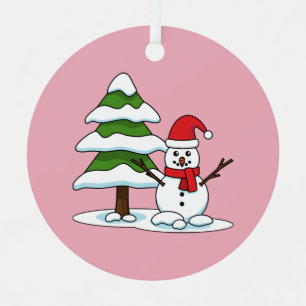 Ornement En Métal Snowman avec Snowman Pine Tree
