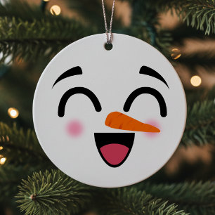Ornement En Métal Snowman Joyeux Noël mignon visage souriant hiver