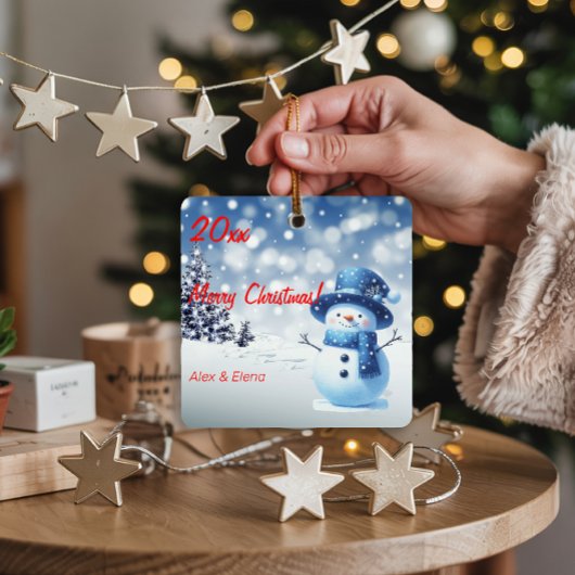 Ornement En Métal Snowman sapin de Noël neige Carré en métal ornemen