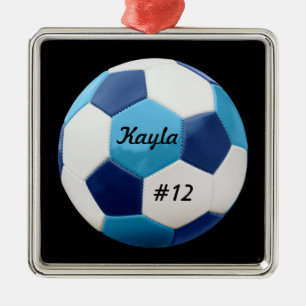 Ornement En Métal Soccer Ball blues