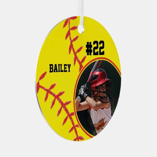 Ornement En Métal Softball Nom Jersey Numéro photo (Avant droite)