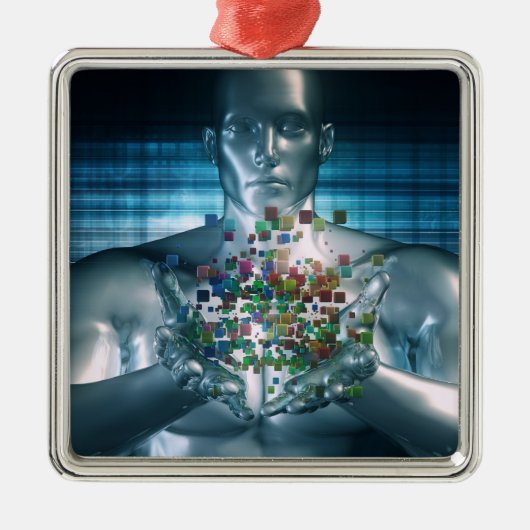 Ornement En Métal Solutions de Blockchain dans le concept du monde (Devant)