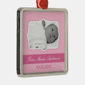 Ornement En Métal Souvenir rose de photo de bébé (Droite)