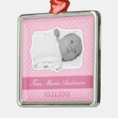 Ornement En Métal Souvenir rose de photo de bébé (Gauche)