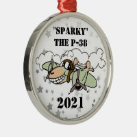 Sparky" le P-38 Lightning Cartoon Metal Ornament