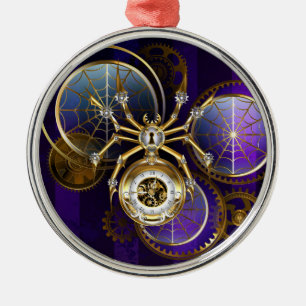 Ornement En Métal Spider Steampunk sur Arrière - plan pourpre
