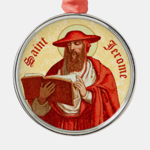 Ornement En Métal St. Jérôme en cardinal avec livre (P 004)