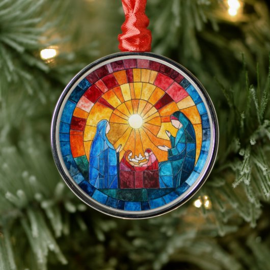 Ornement En Métal Stained Glass Nativity Scene Christmas Ornament (Arbre)