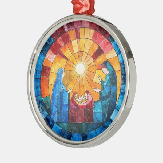 Ornement En Métal Stained Glass Nativity Scene Christmas Ornament (Gauche)