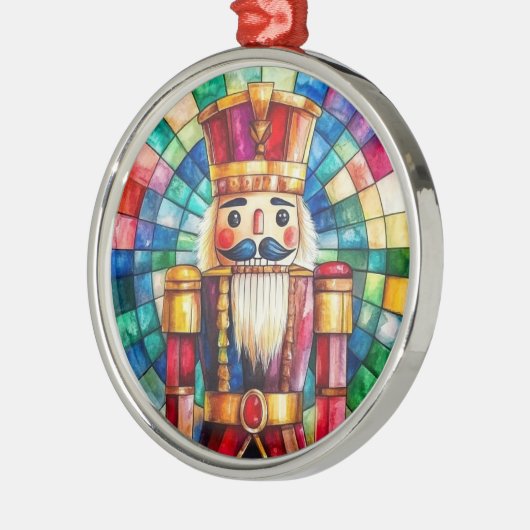 Ornement En Métal Stained Glass Nutcracker Personalized Christmas (Gauche)