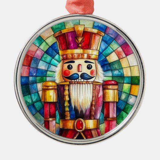 Ornement En Métal Stained Glass Nutcracker Personalized Christmas (Devant)