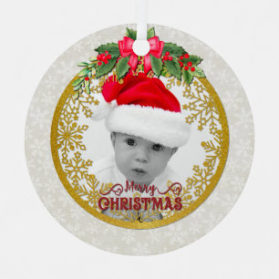 Ornement En Métal Statistiques de naissance de nouveau-né Noël, Anno