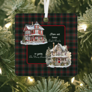 Ornement En Métal Stewart Black Tartan Noël Écossais