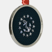 Ornement En Métal Style Chrome bleu Yacht drapeau sur Grille Imprime (Droite)