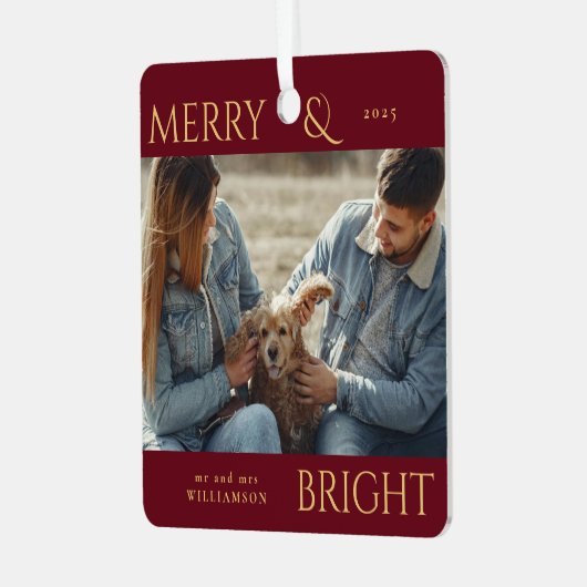 Ornement En Métal Style moderne Rouge Joyeux Noël Photo de famille (Avant gauche)