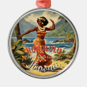 Ornement En Métal Style vintage Hawaiian Travel Honolulu Mid-Pacific