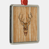 Ornement En Métal Style White Tail Deer Head Light Wood Grain Déco (Droite)