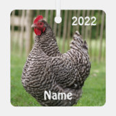 Ornement En Métal Stylo de roche barrée personnalisé - Poulet de vol (Verso)